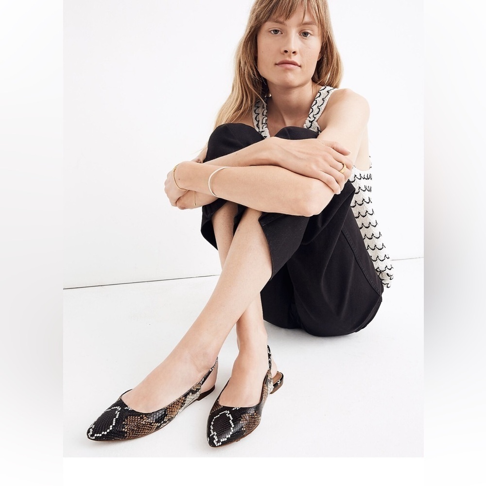 Madewell The Margot Slingback Flat in Snake Embossed Leather with strap flaws